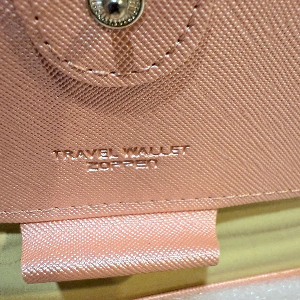 ID Card Holder Three‎ Fold Multi-function Travel Passport Cover wallet(Pink)
